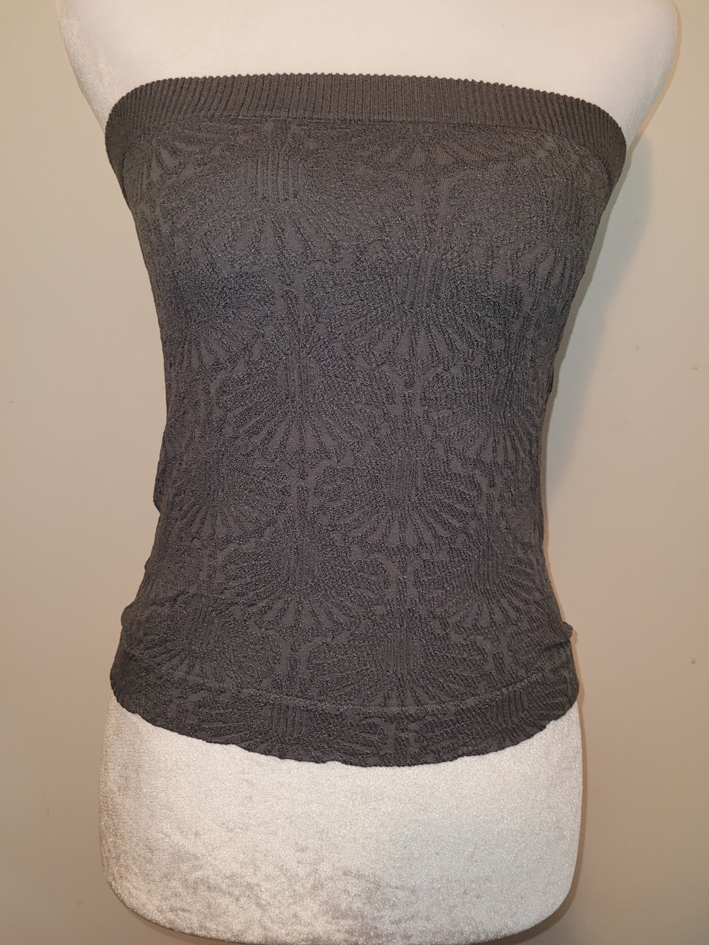 Strapless Textured Knit Tube Top Sweater - Gray